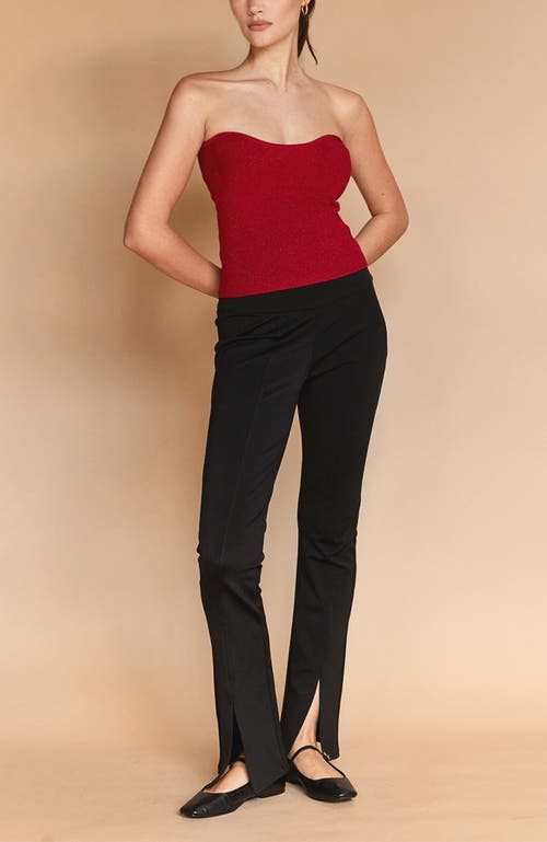 Crescent Rey Lurex Rib Corset Top In Ruby In Ruby