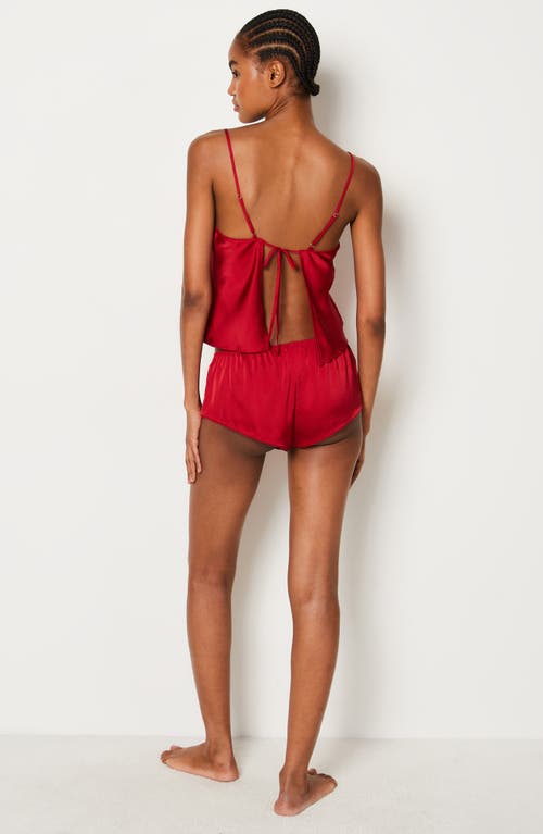 Etam Open Back Satin Pajamas In Red