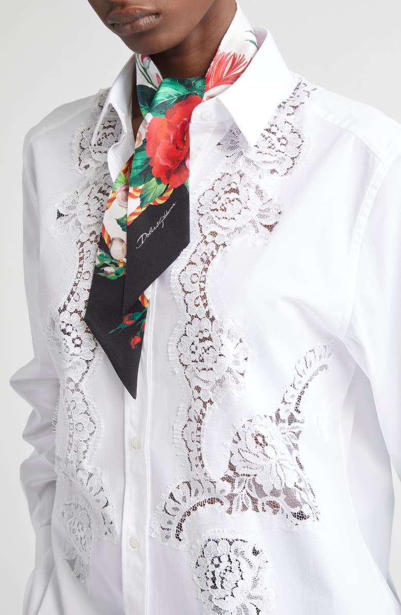 Dolce&Gabbana Floral Bouquet Silk Skinny Scarf, Alternate, color, 