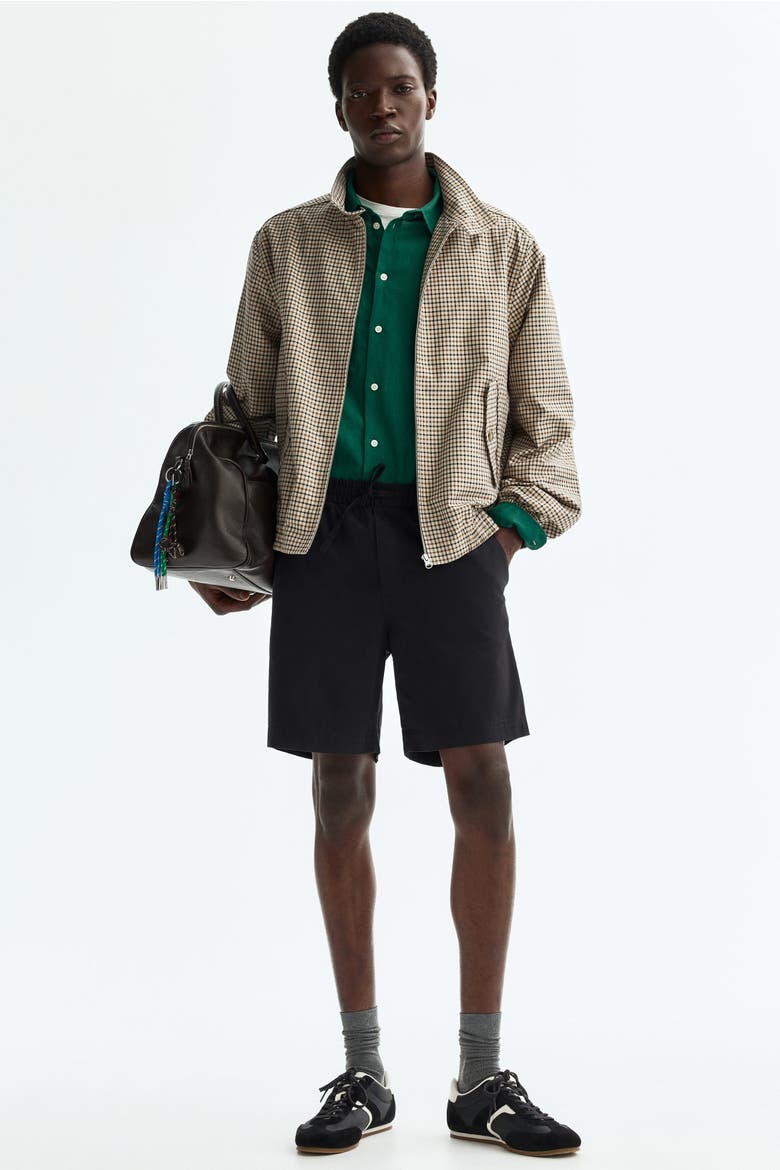 Relaxed-Fit Cotton Shorts, Alternate, color, Black
