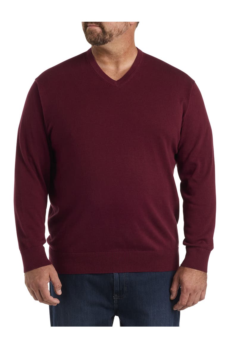 Big & Tall V-Neck Pullover, Alternate, color, ZINFANDEL