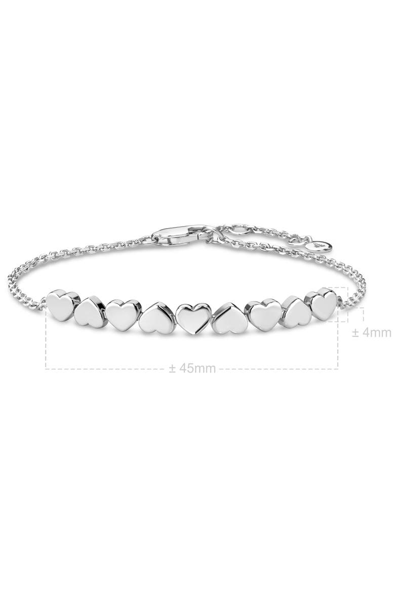 Sweet Heart Chain Bracelet in Rhodium Plated Sterling Silver, Alternate, color, Silver