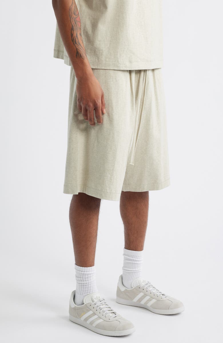 Fear of God Essentials Jersey Basketball Sweat Shorts, Alternate, color, Heather Stone