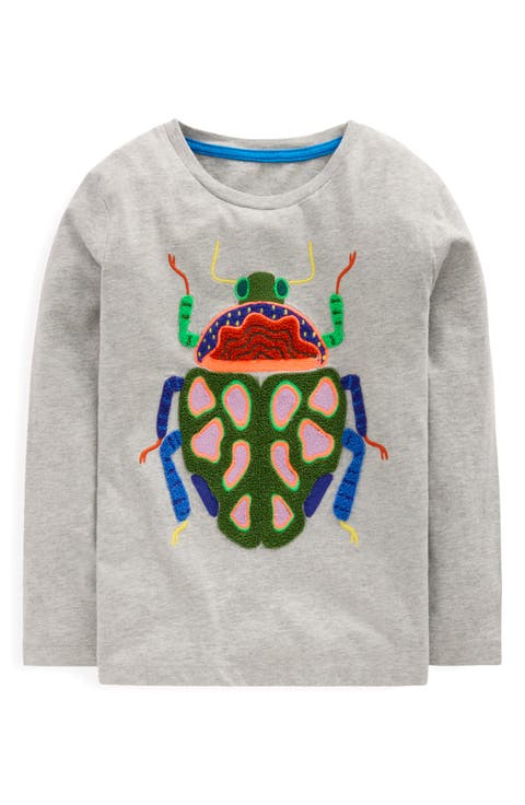 Kids' Beetle Appliqué Long Sleeve Cotton Graphic T-Shirt (Toddler & Little Kid)