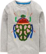 Mini Boden Kids' Beetle Appliqué Long Sleeve Cotton Graphic T-Shirt