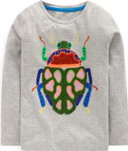 Mini Boden Kids' Beetle Appliqué Long Sleeve Cotton Graphic T-Shirt