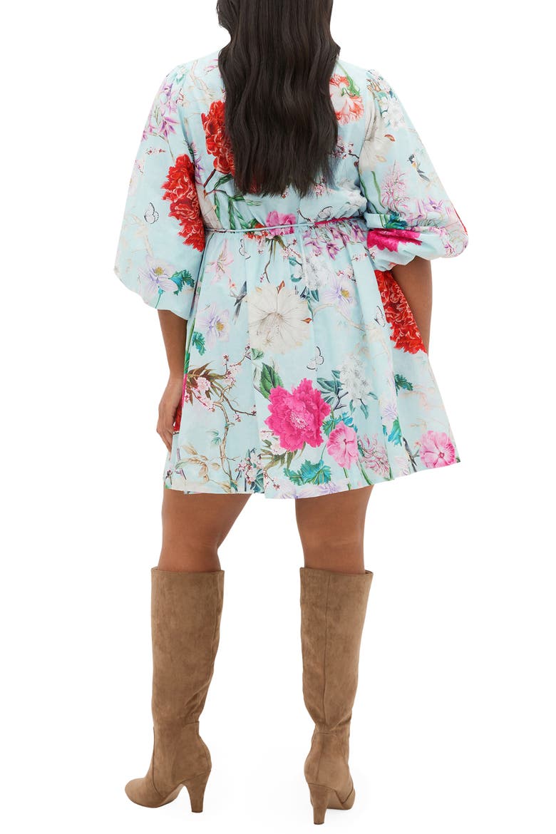 Flora Print Cotton Minidress, Alternate, color, MINT FLORA