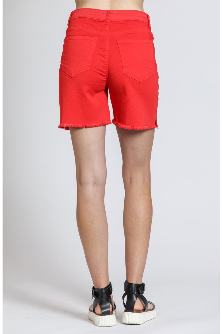Fray Hem Cutoff Denim Shorts, Alternate, color, ROCCO RED