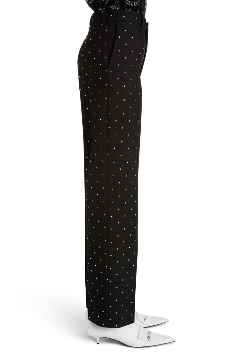 Balenciaga Embellished Straight Leg Wool Pants, Alternate, color,
