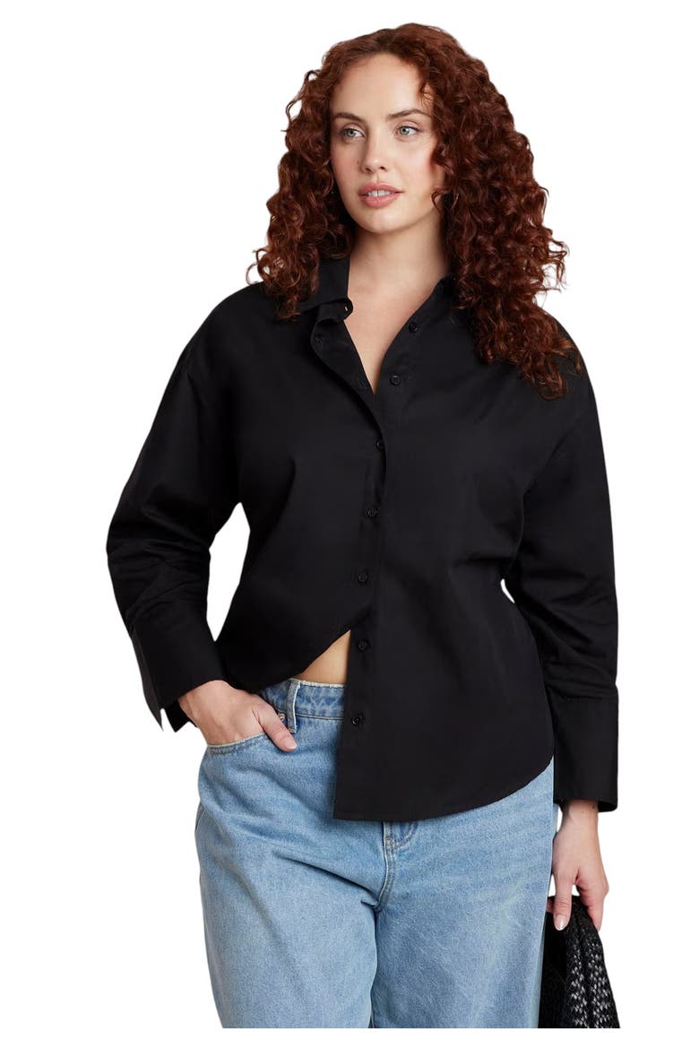 Tie Back Button Up Top, Main, color, BLACK ONYX