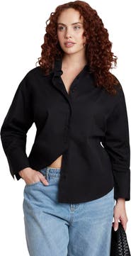 ELOQUII Tie Back Button Up Top