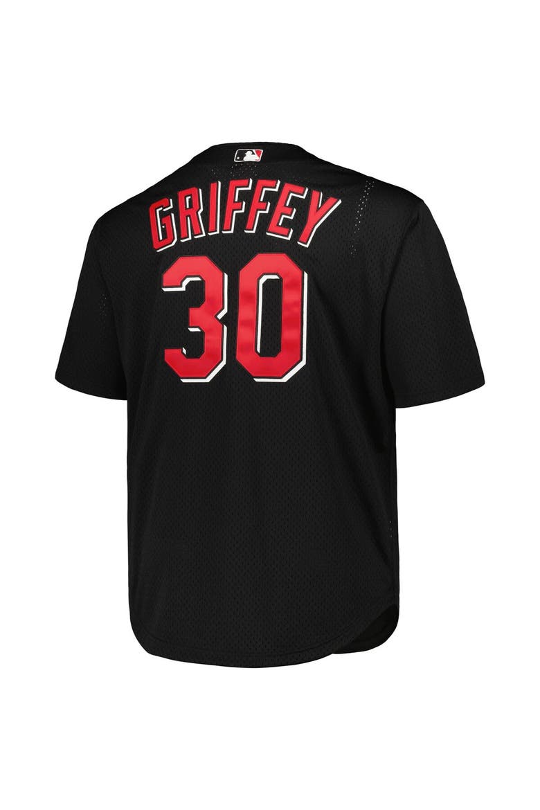 Men's Mitchell & Ness Ken Griffey Jr. Black Cincinnati Reds Big & Tall Cooperstown Collection Batting Practice Replica Jersey, Alternate, color, Black