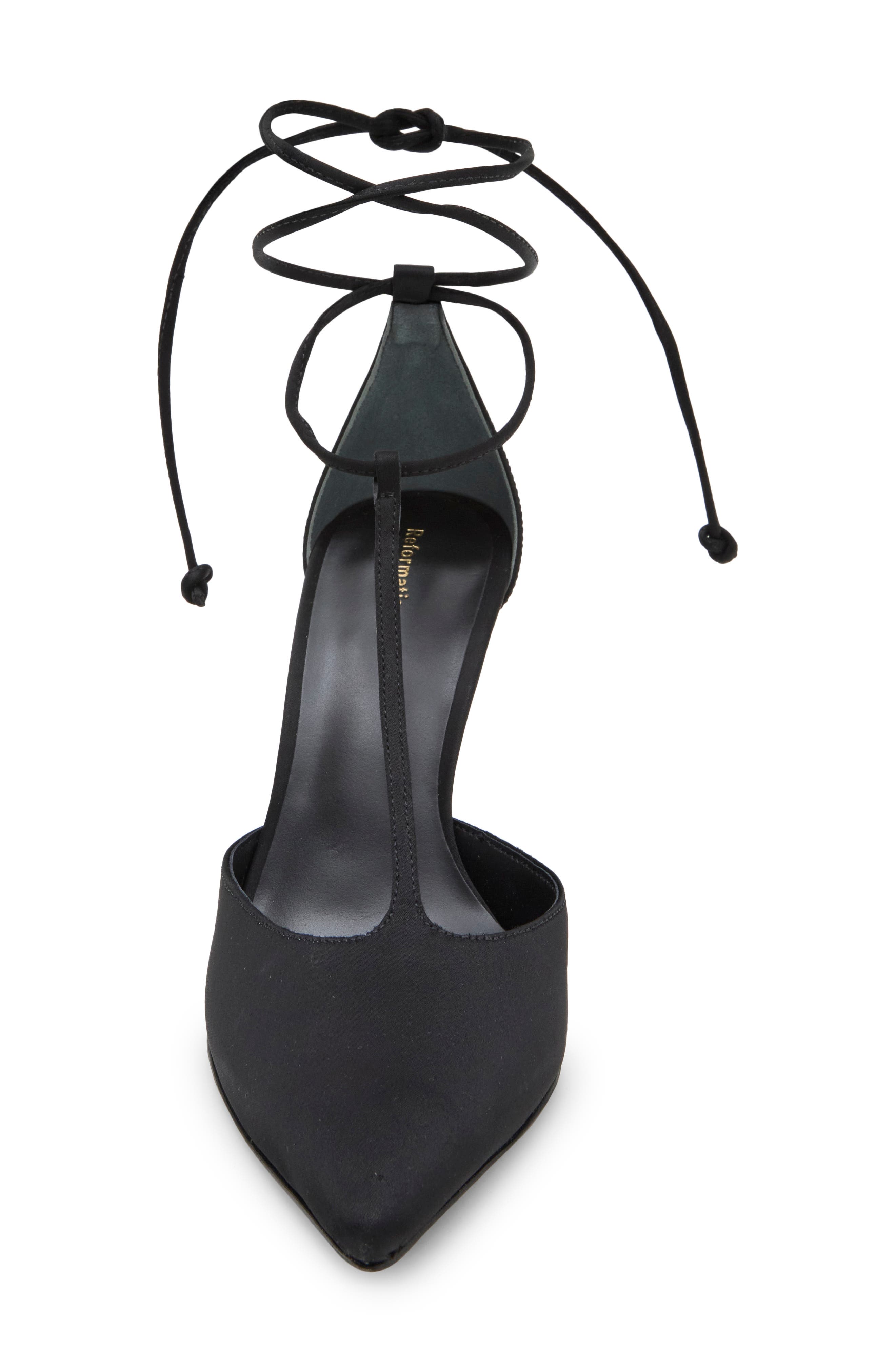 Stassie Ankle Wrap Pointed Toe Pump, Alternate, color, BLACK SATIN