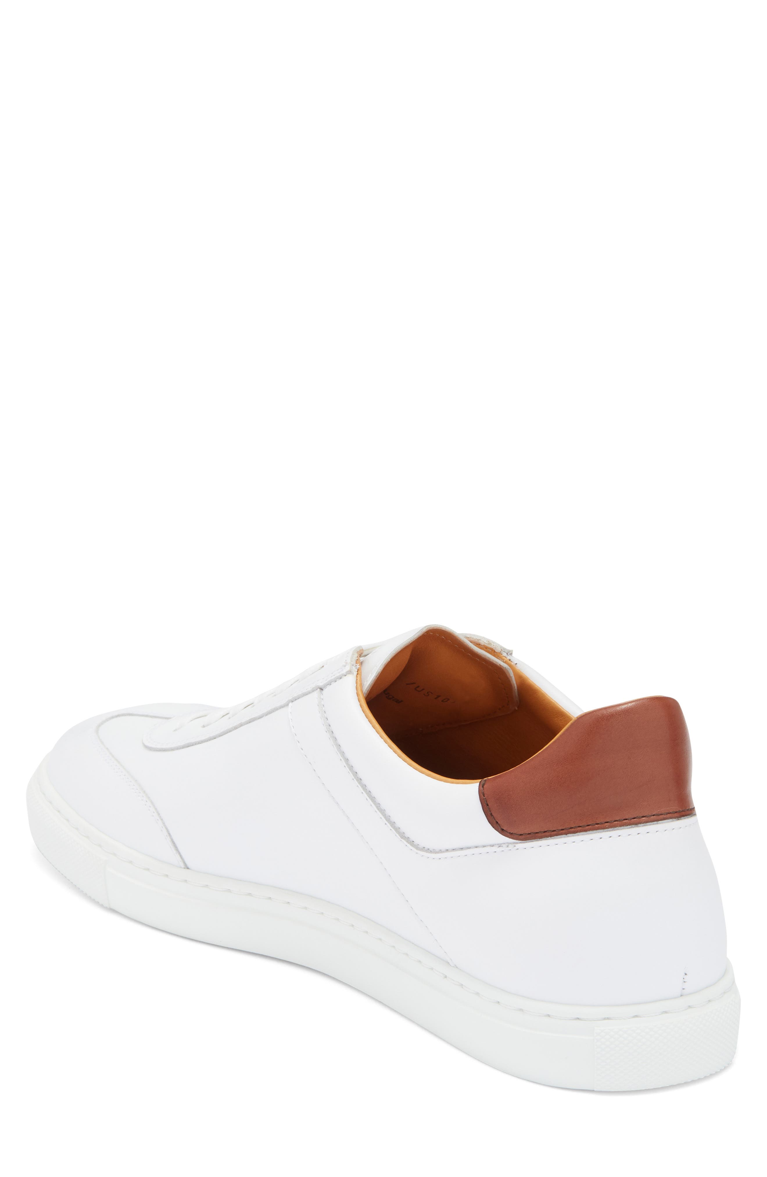 Magnanni Delan Low Top Sneaker, Alternate, color, White / Midbrown