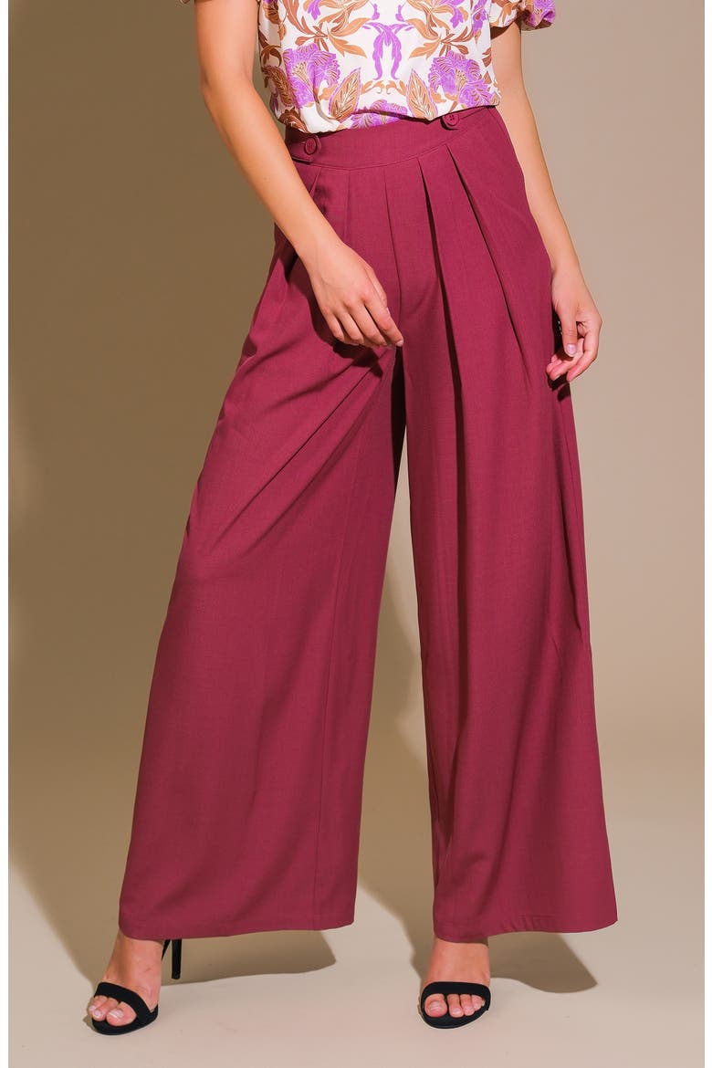 Woven Wide Leg Pants, Alternate, color, BURGUNDY
