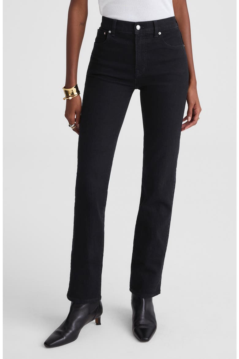 The Longline Straight Leg Jeans, Main, color, BLACK FROST