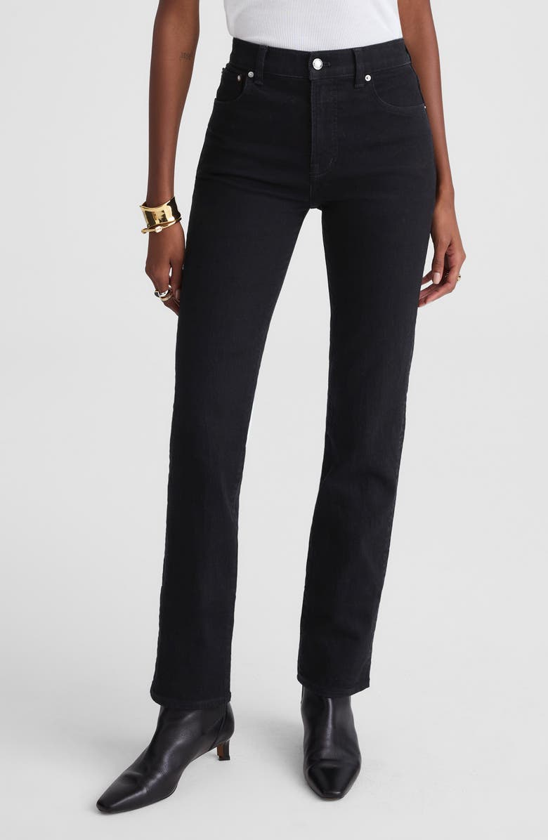 Madewell The Longline Straight Leg Jeans, Main, color, Black Frost