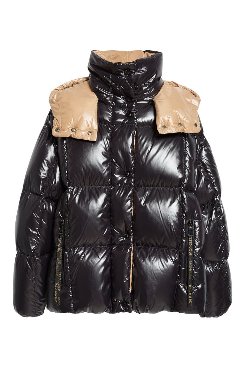 Parana Down Puffer Jacket with Removable Hood, Alternate, color, BLACK/BLACK
