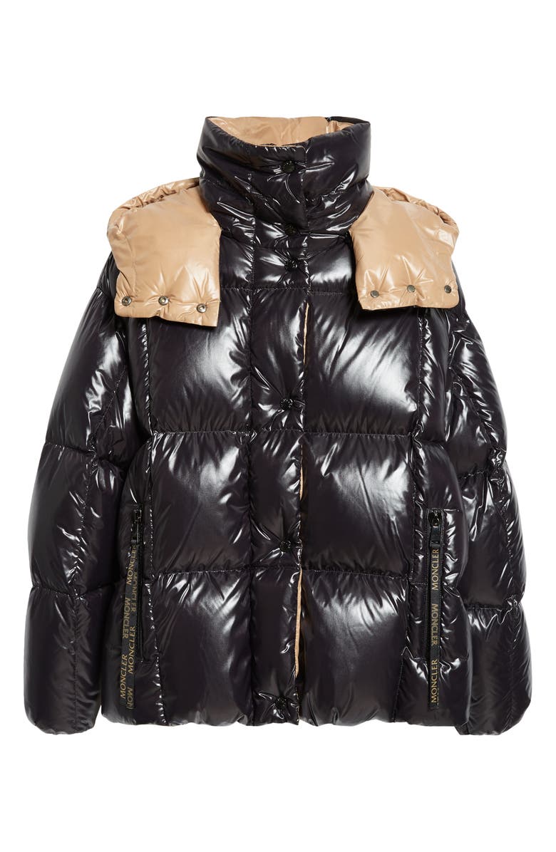 Moncler Parana Down Puffer Jacket with Removable Hood, Alternate, color, Black/Black