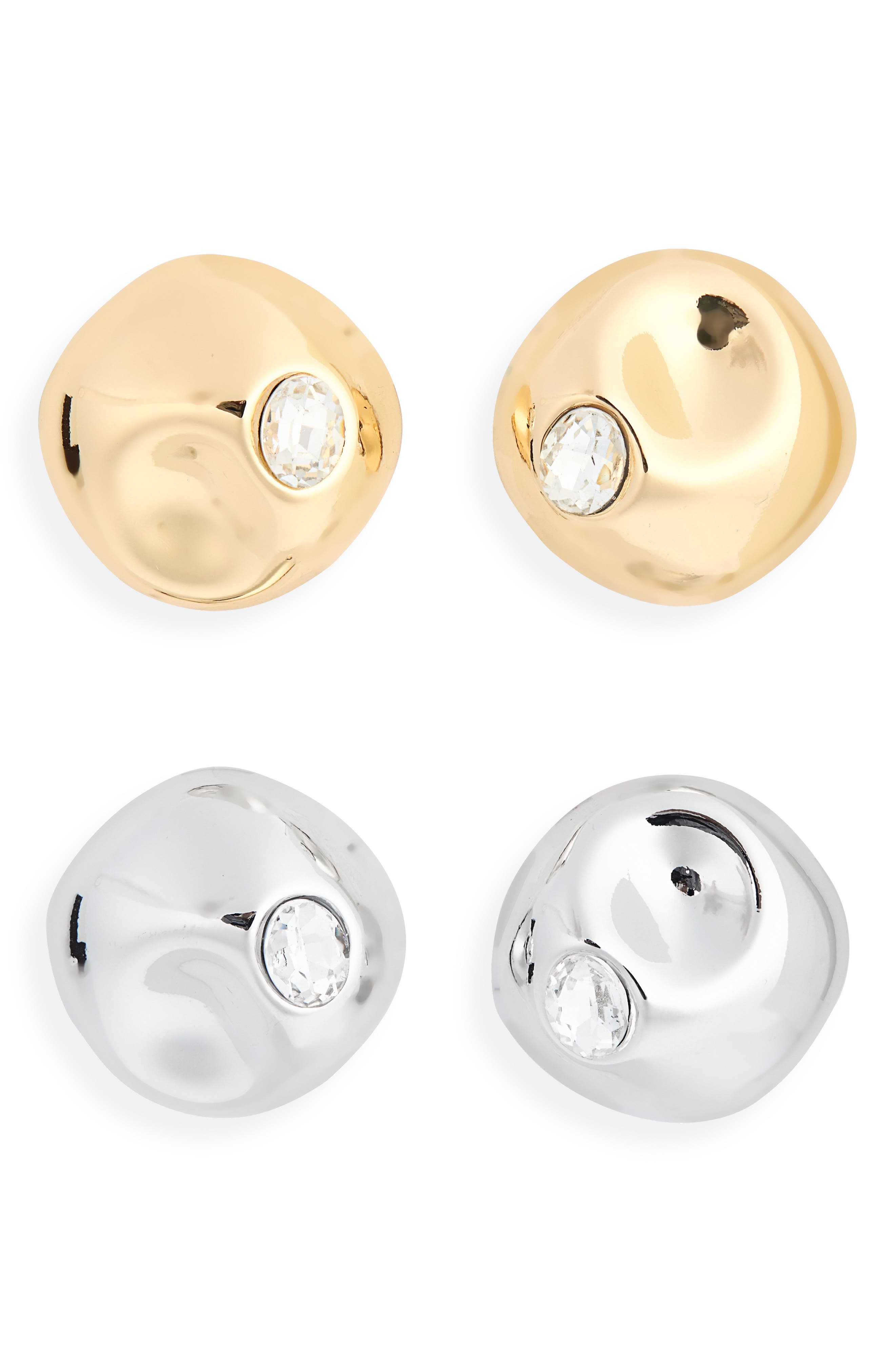 Tasha 2-pack Sculptural Glass Stone Stud Earrings In Gold-silver