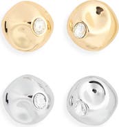 Tasha 2-Pack Sculptural Glass Stone Stud Earrings