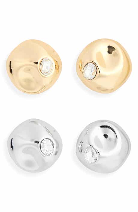 2-Pack Sculptural Glass Stone Stud Earrings