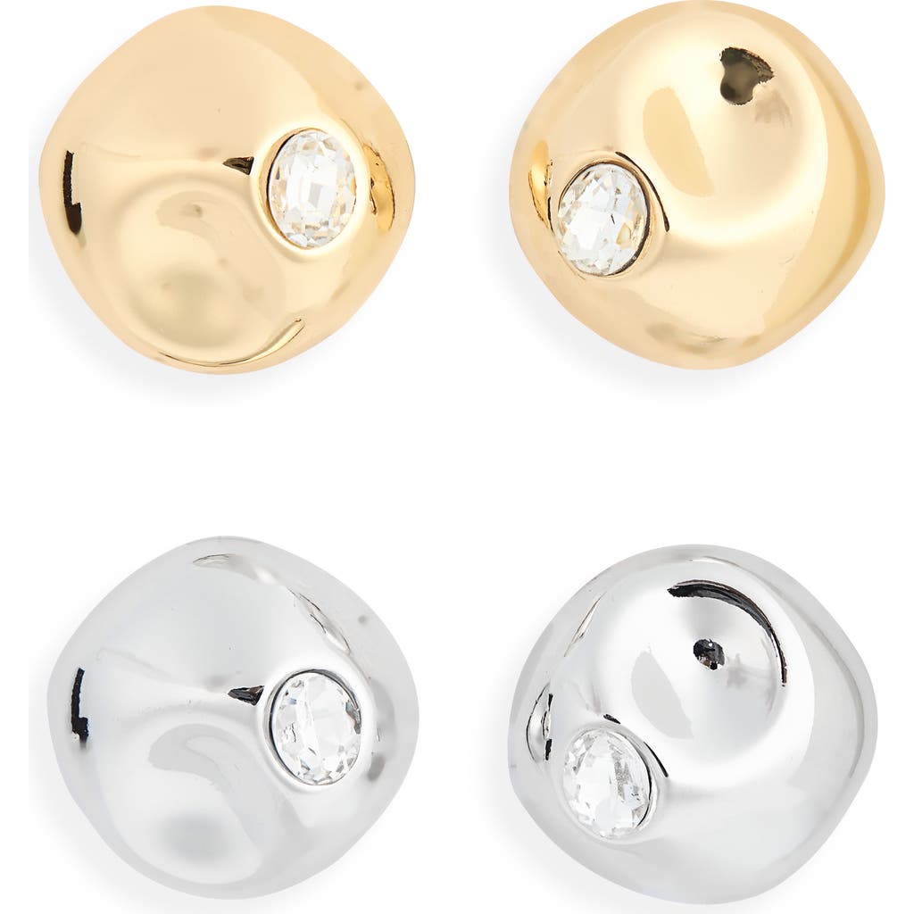 Tasha 2-pack Sculptural Glass Stone Stud Earrings In Gold-silver