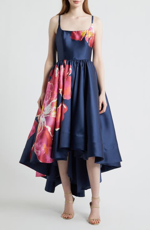 Shyloh Floral Mikado High-Low Gown