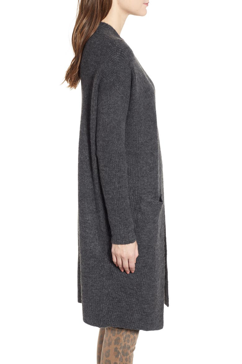 Midi Open Cardigan, Alternate, color, GREY CHARCOAL HEATHER