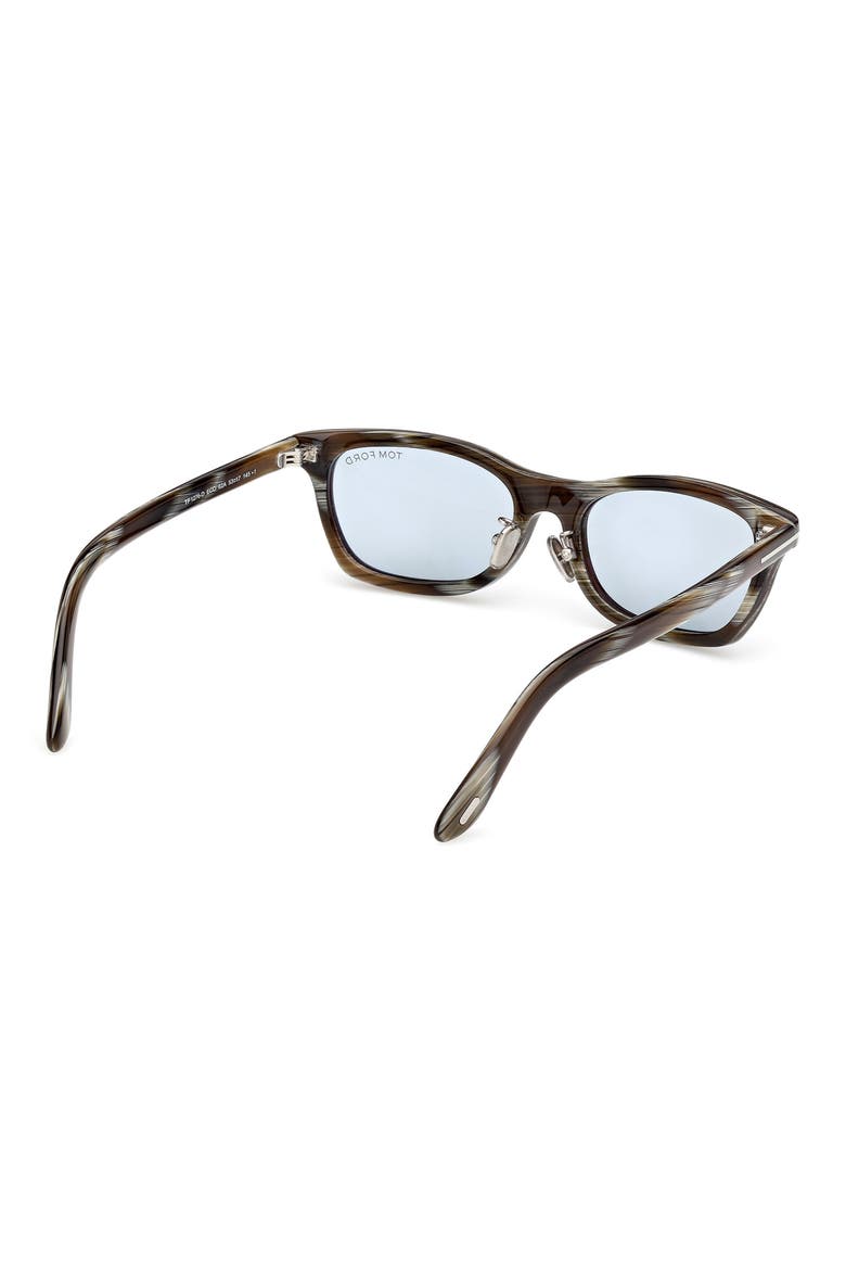 53mm Rectangular Sunglasses, Alternate, color, BROWN HORN / SMOKE