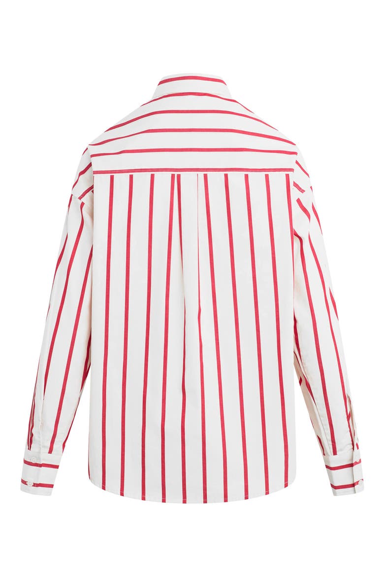 The Beau Stripe Cotton Poplin Button-Up Shirt, Alternate, color, WHITE/ CRIMSON STRIPE