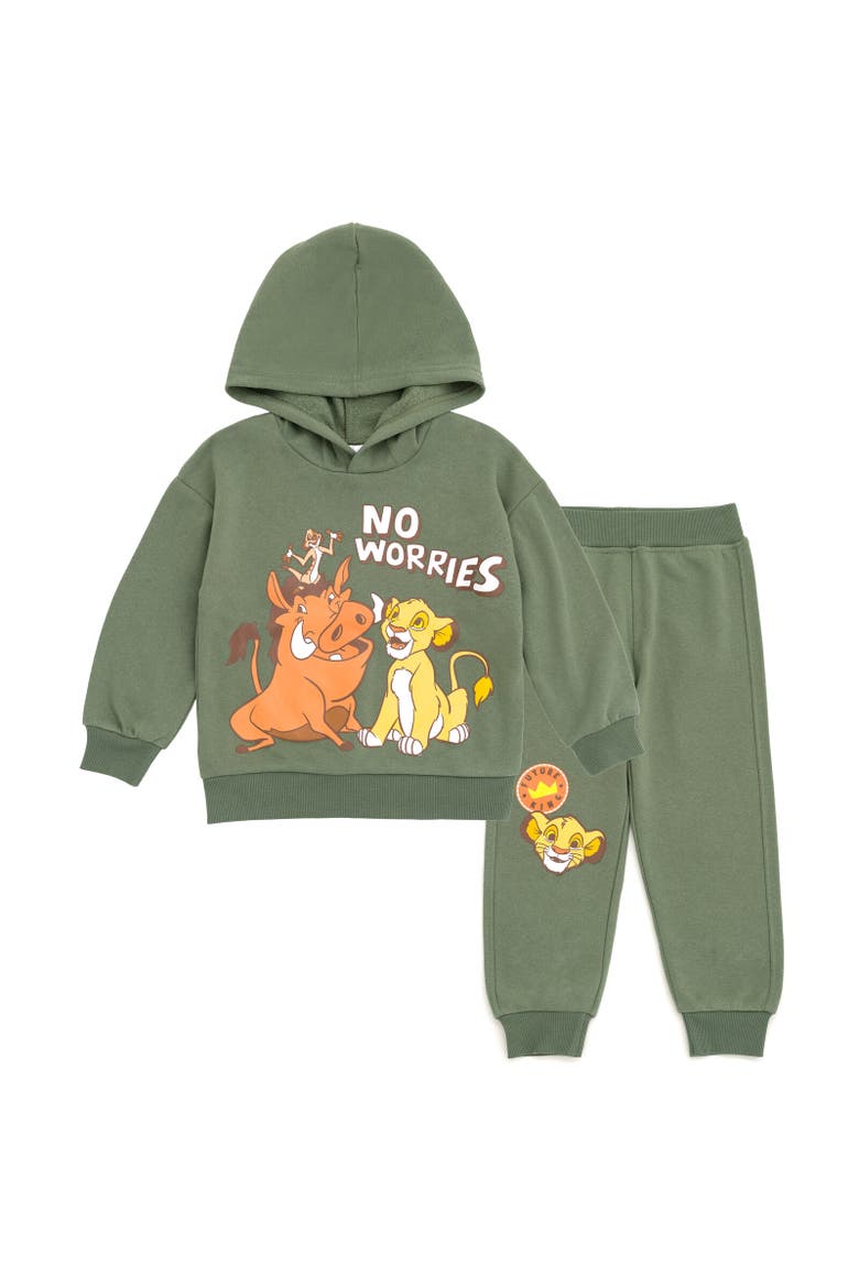Lion King Simba Fleece Hoodie & Pants Set, Main, color, Green