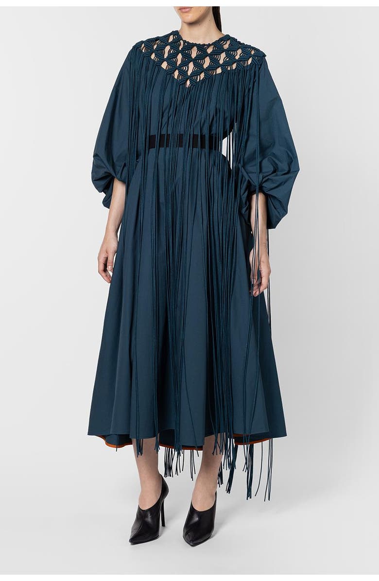 Roksanda Miel Crochet Cotton Dress, Alternate, color, Dark Teal