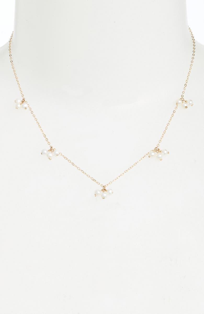 Poppy Finch Baby Pearl Trio Gold Station Necklace, Alternate, color, 