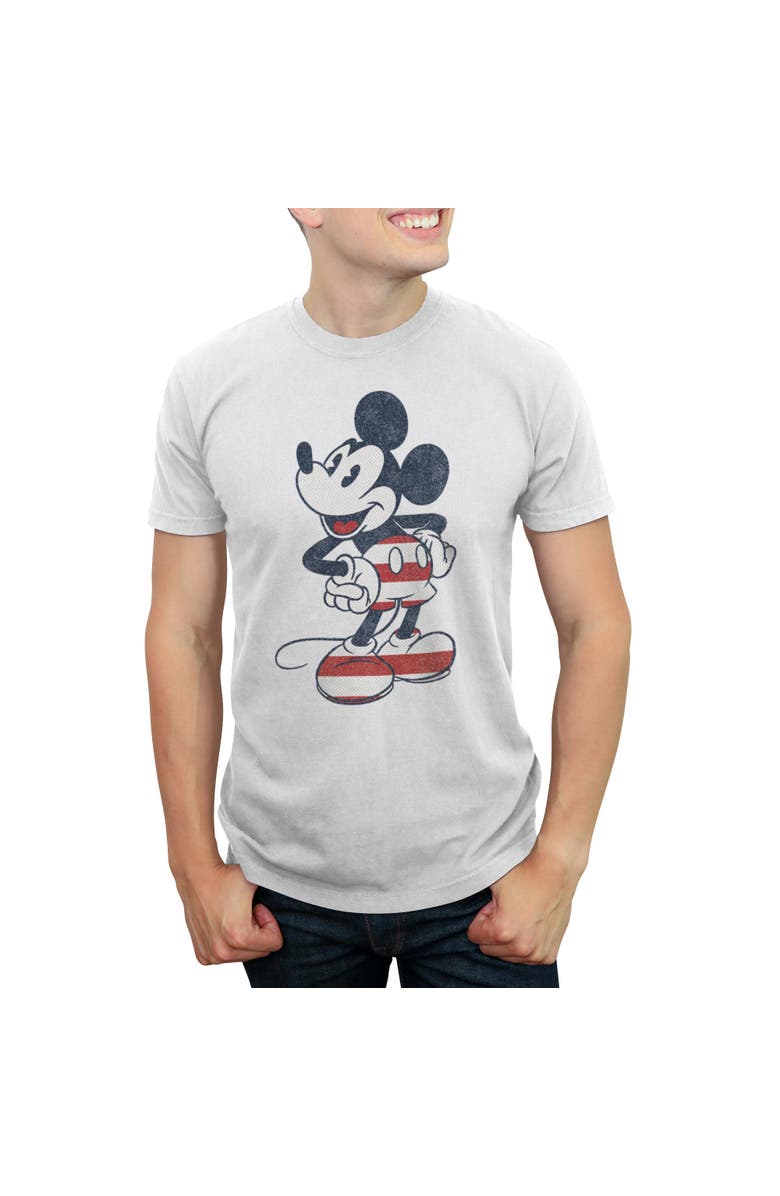 Mickey & Friends Men's Mickey & Friends Red Striped Mickey  Graphic T-Shirt, Main, color, White