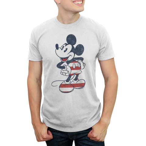 Men's Mickey & Friends Red Striped Mickey  Graphic T-Shirt