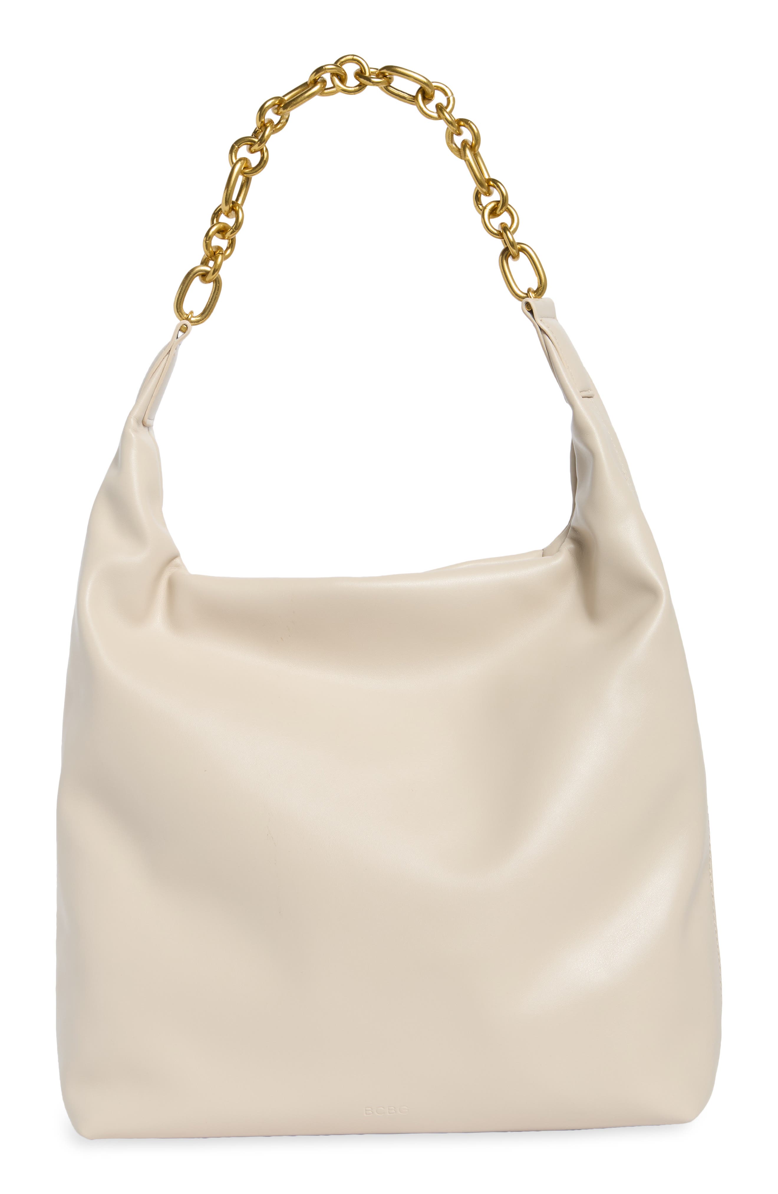 Chain Faux Leather Hobo, Alternate, color, ALMOND