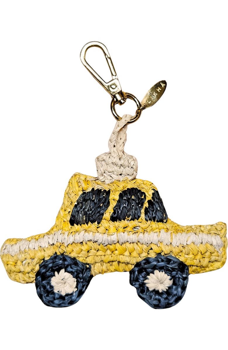 LIKHA NYC Taxi Cab Raffia Bag Charm, Main, color, Yellow