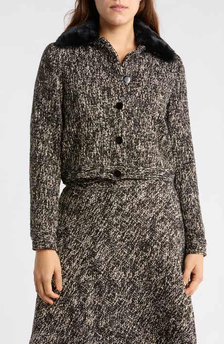 Faux Fur Collared Bouclé Jacket