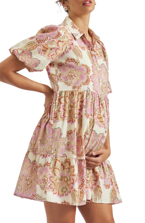 RIPE MATERNITY RIPE MATERNITY HOPE PRINT LINEN BLEND MATERNITY DRESS