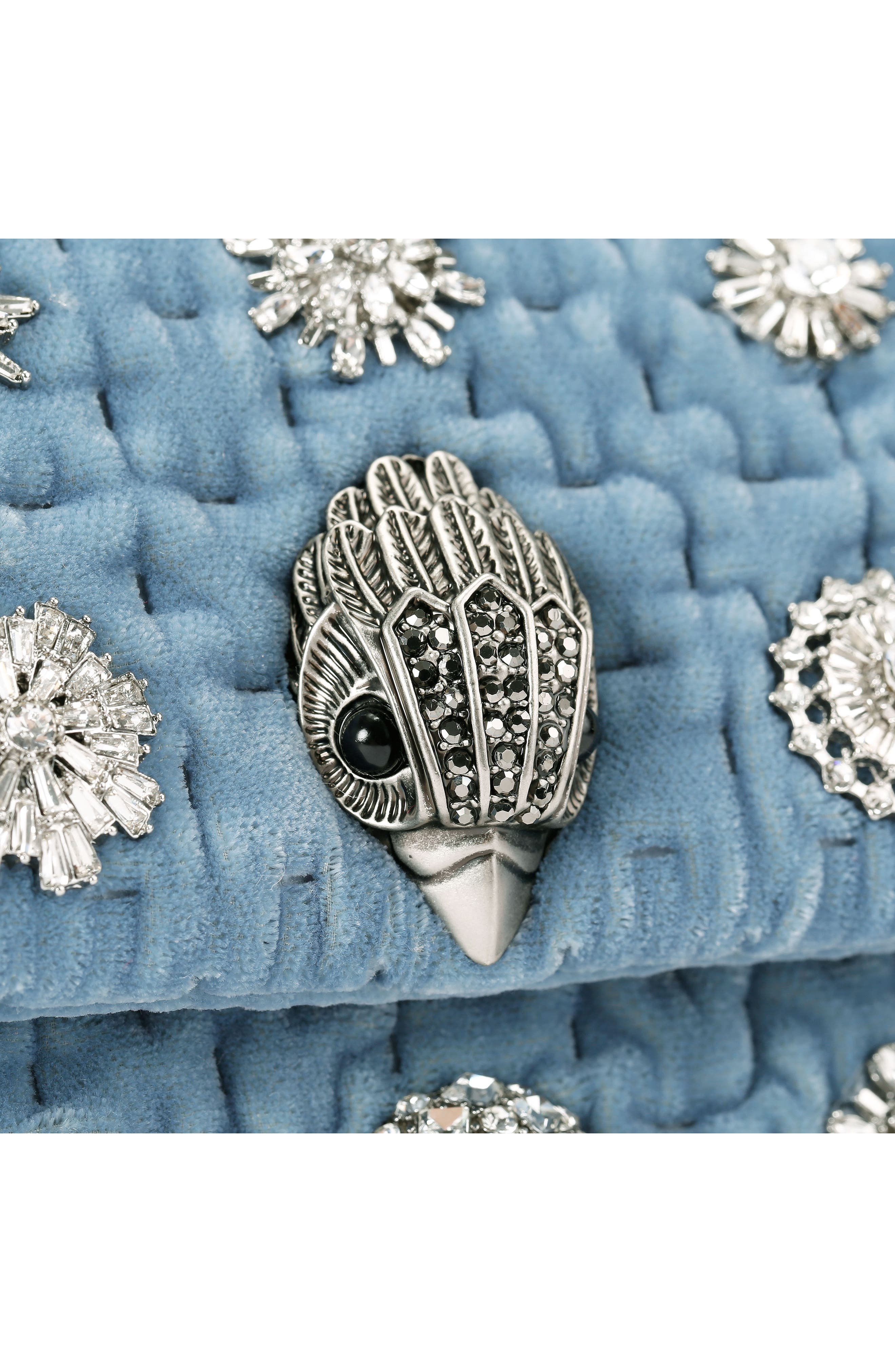 Kurt Geiger London Mini Kensington Velvet Crossbody Bag, Alternate, color, Medium Blue