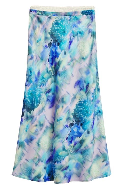 Desigual Floral Print Midi Skirt In Blue