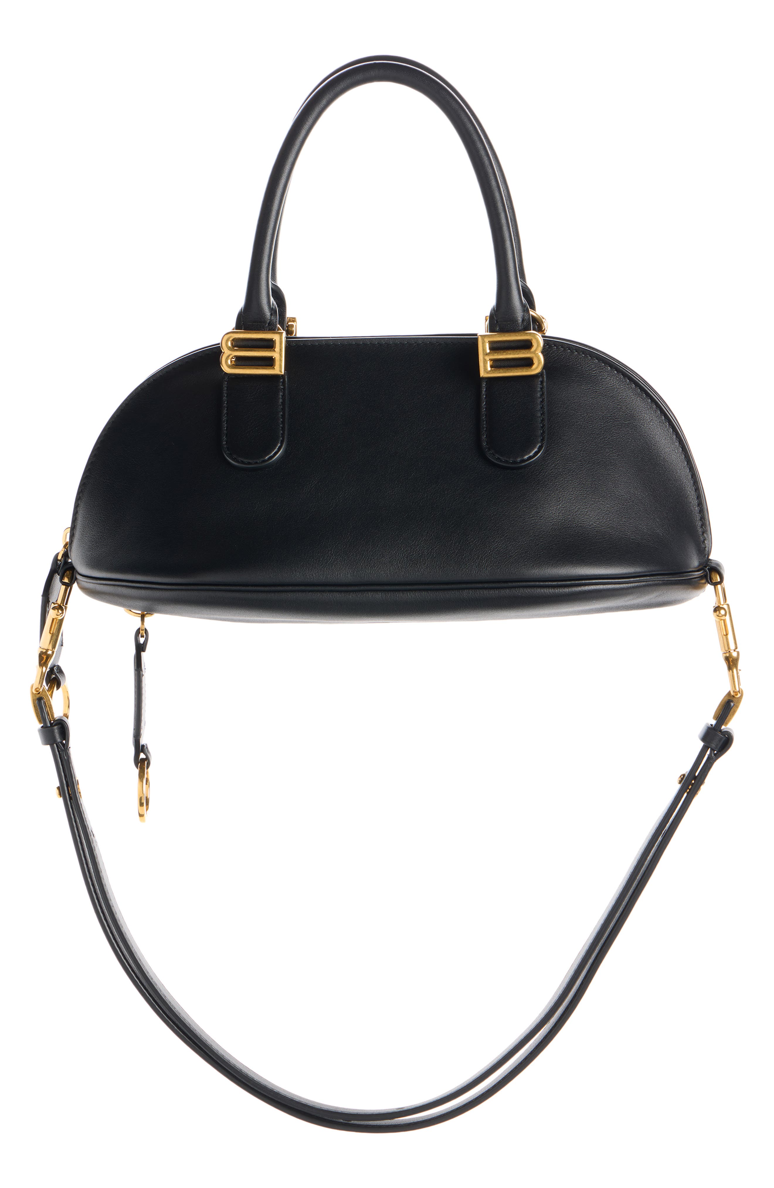 Balenciaga Mini Bolero Leather Bowling Bag, Alternate, color, Black/ Plum