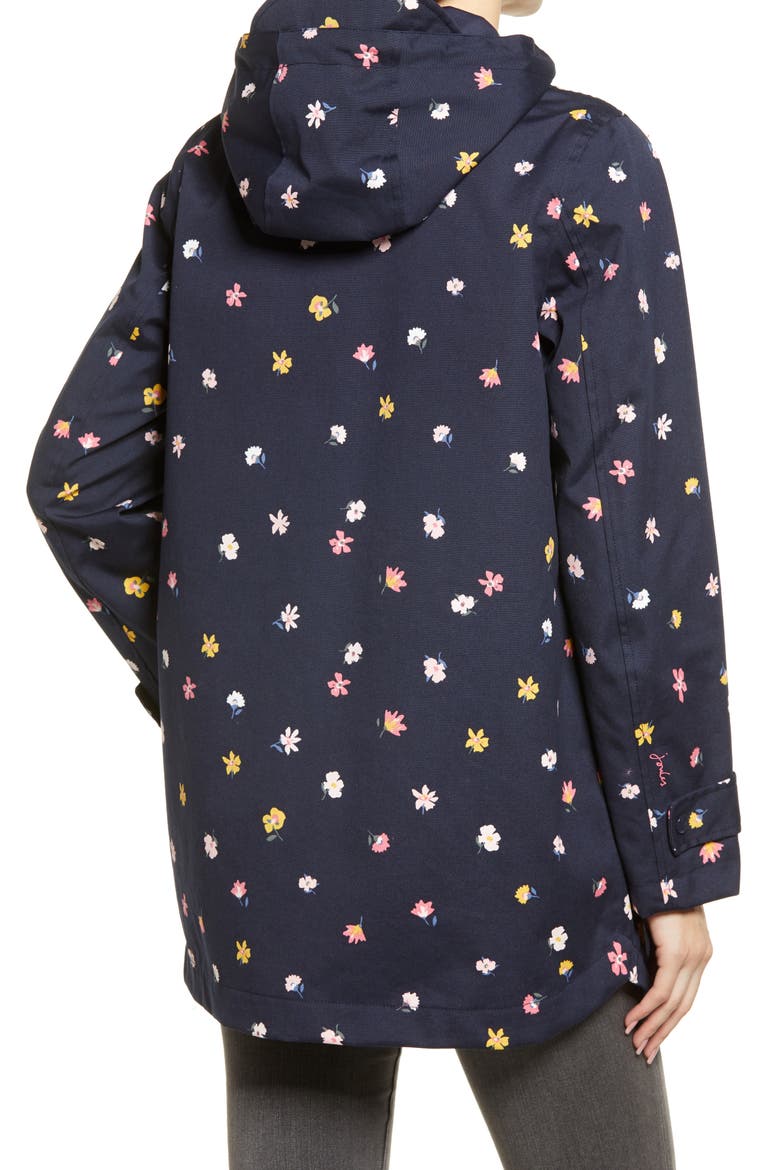Coast Waterproof Floral Hooded Raincoat, Alternate, color, NAVY DITSY