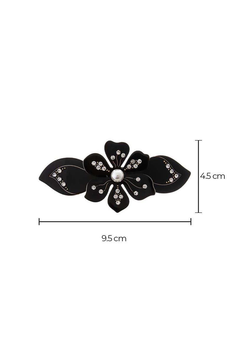 BY ADINA EDEN Colored Rhinestone & Pearl Center Flower Hair Barrette, Alternate, color, Black
