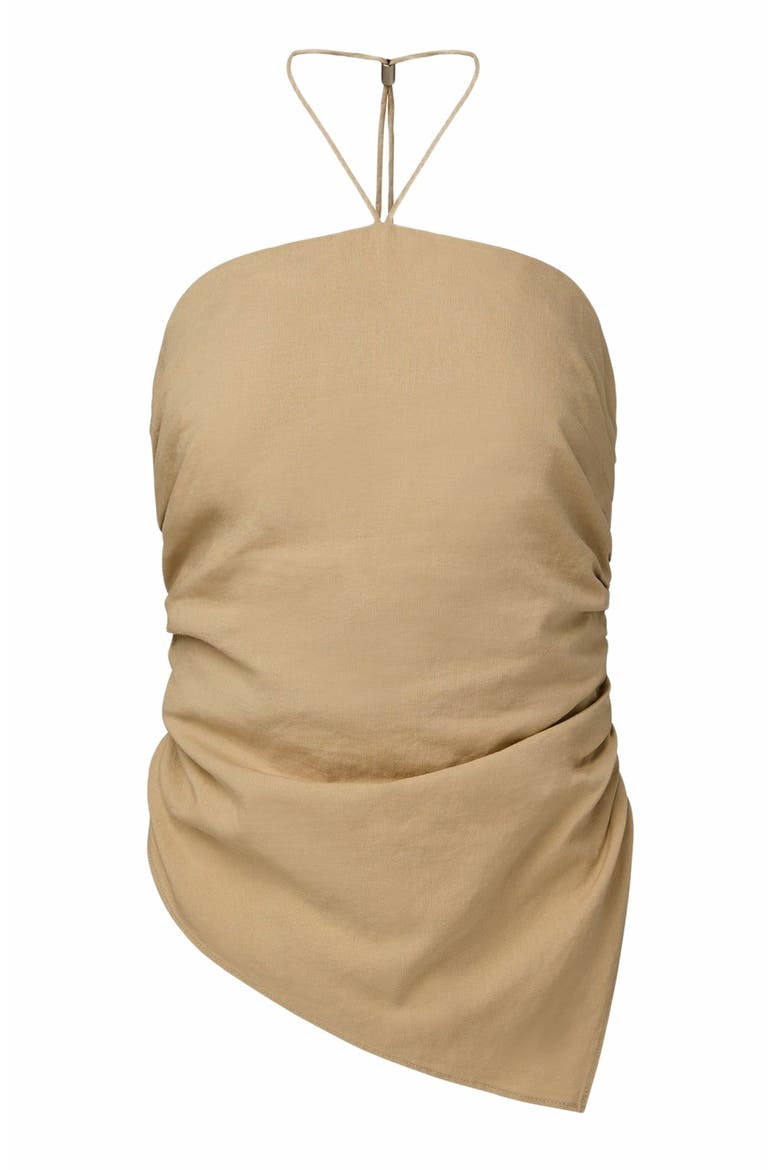 Air Linen Asymmetrical Halter Top, Alternate, color, JUTE