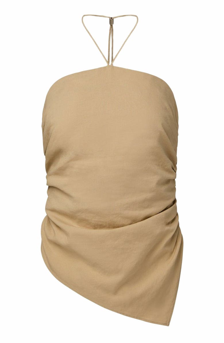 Onia Air Linen Asymmetrical Halter Top, Alternate, color, Jute