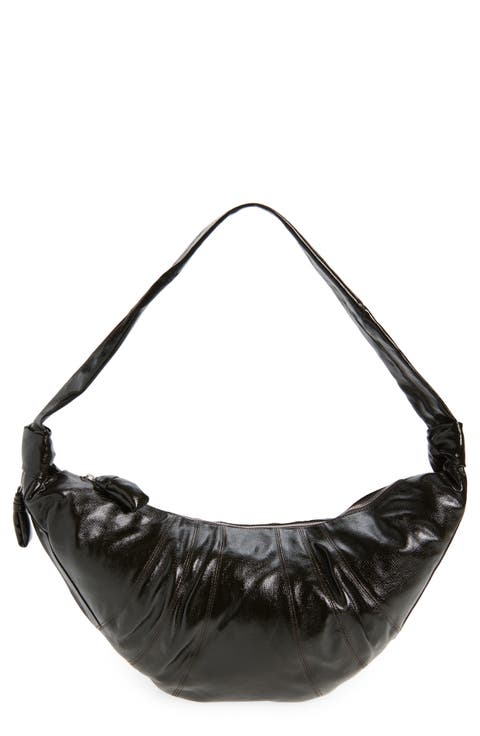 Large Croissant Coated Cotton Canvas Shoulder Bag