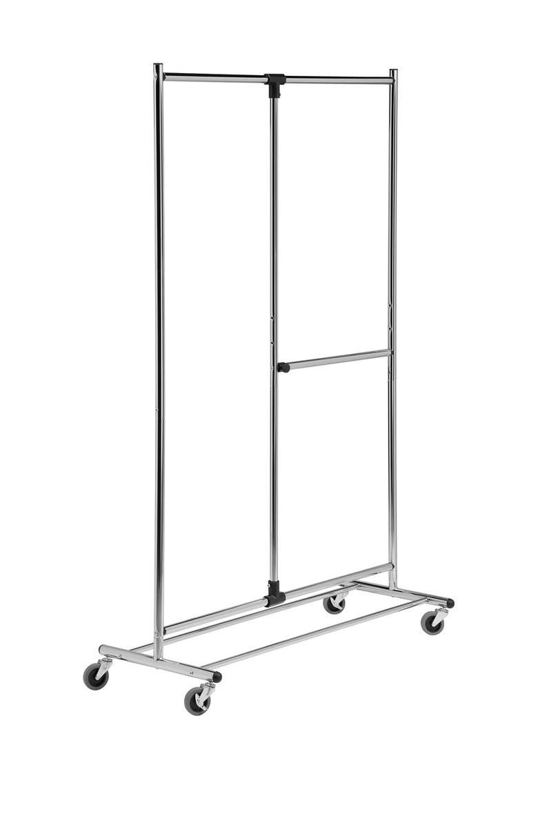 HONEY-CAN-DO Dual Bar Chrome 80" Adjustable Garment Rack, Alternate, color,