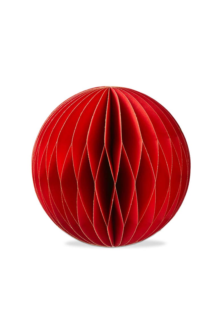 Large Red Glimmer Paper Ball Christmas Tree Ornament Decor, Main, color, Red